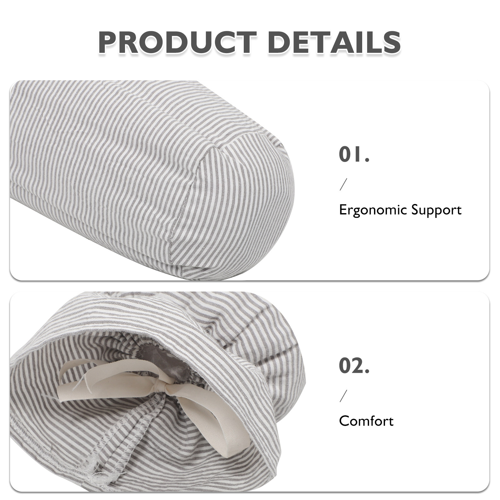 Light Grey Cylinder Neck Pillo - Bolster Cushion Round review and price