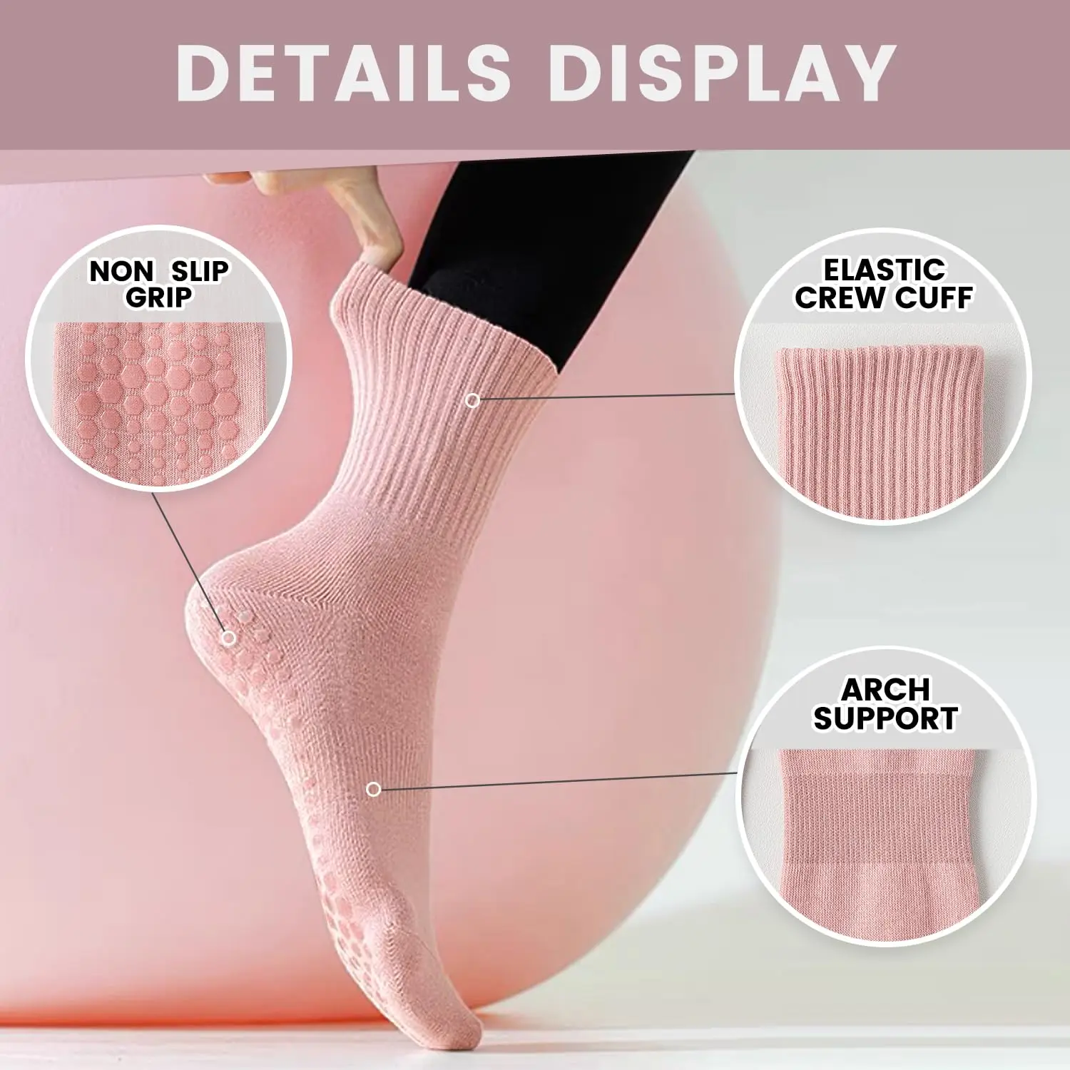 4 pairs of women's yoga socks, - Pilates & Yoga Studio Alineacion review and price