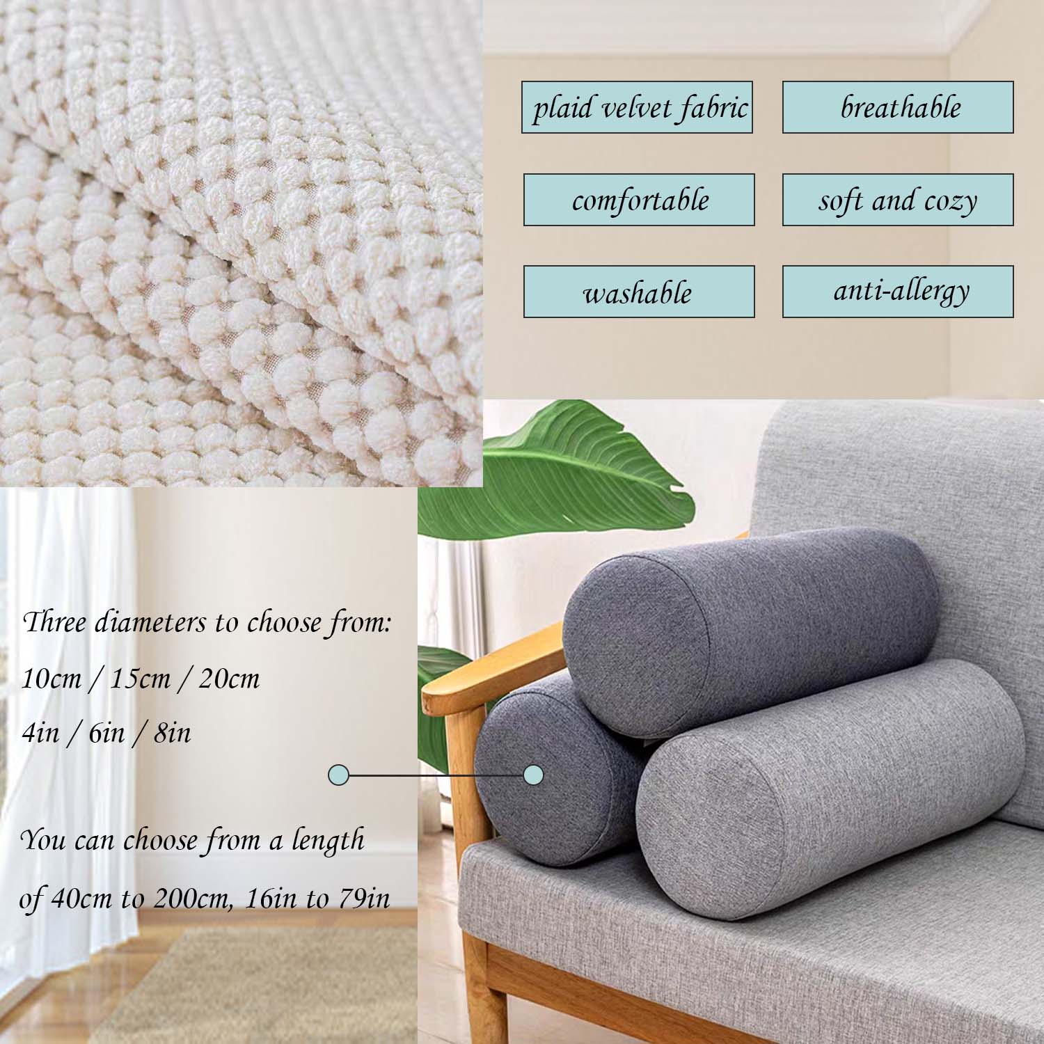 10cm Diameters Linen Cylinder  - Bolster Cushion Round review and price