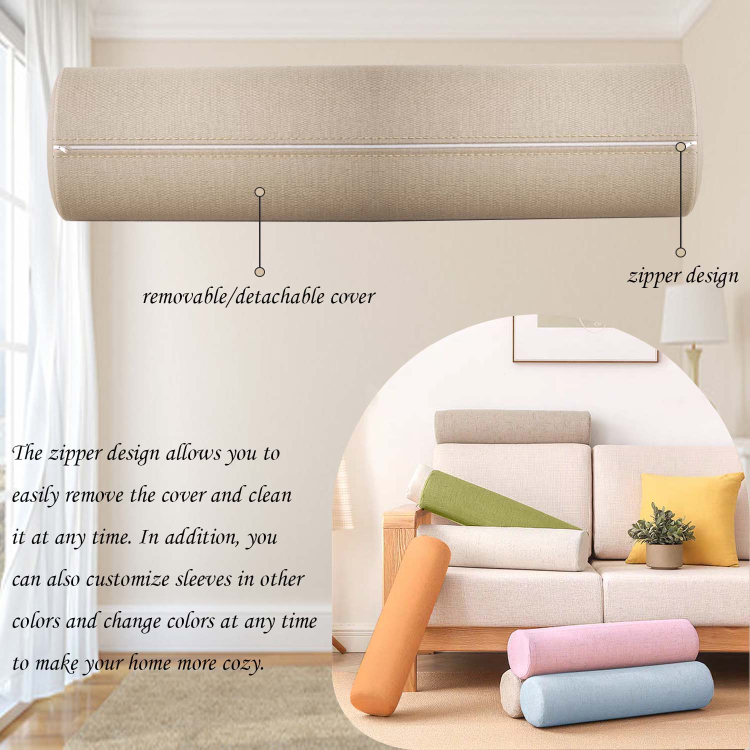 Long Round Pillow Corduroy Cyl - Bolster Cushion Round review and price